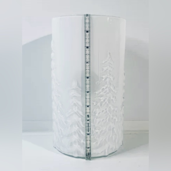 Glass Embossed Lantern 10” Christmas Tree Pattern For LED/Flameless Candles NEW - Picture 14 of 16